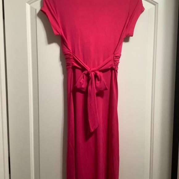 Hello Miz hot pink fuchsia jersey knot front maternity nursing dress S - Picture 4 of 6